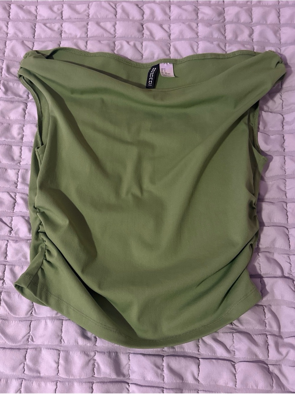 H&M Light Green Ruched-Side Tank Top